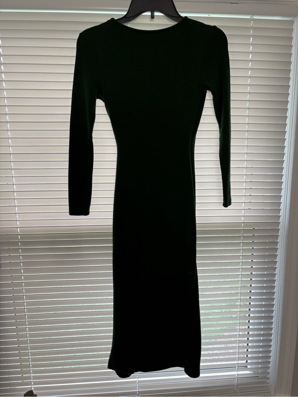 OGL Forest Green Long-Sleeve Wrap Midi Dress - Picture 4 of 4